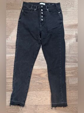 Women’s Black High-Waisted Button-Fly Jeans